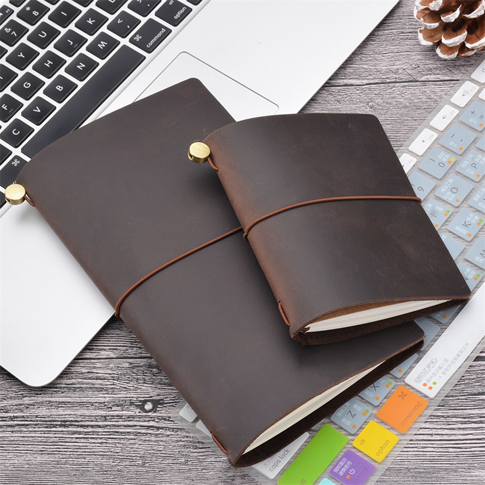 Vintage Leather Journal Notebook - Cuaderno de viajero de cuero genuino,