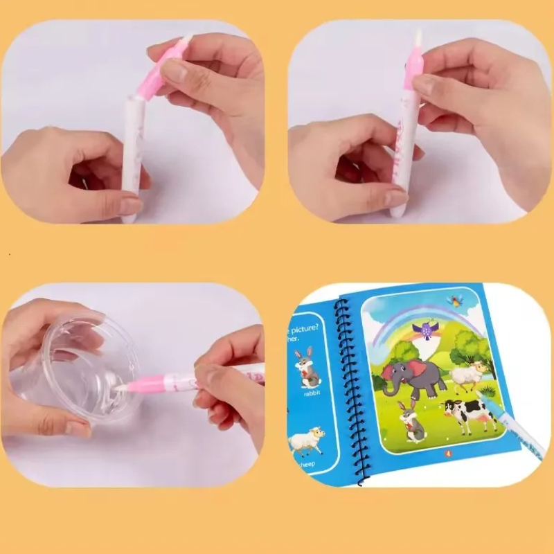 1 libro + 1 bolígrafo, libro m - Reusable Water Magic Coloring Book reseña y precio